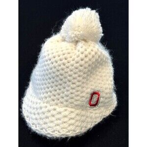 Vintage Y2K Nike Team Ohio State Buckeyes Beanie Knit Pom Visor Hat Fleece Lined